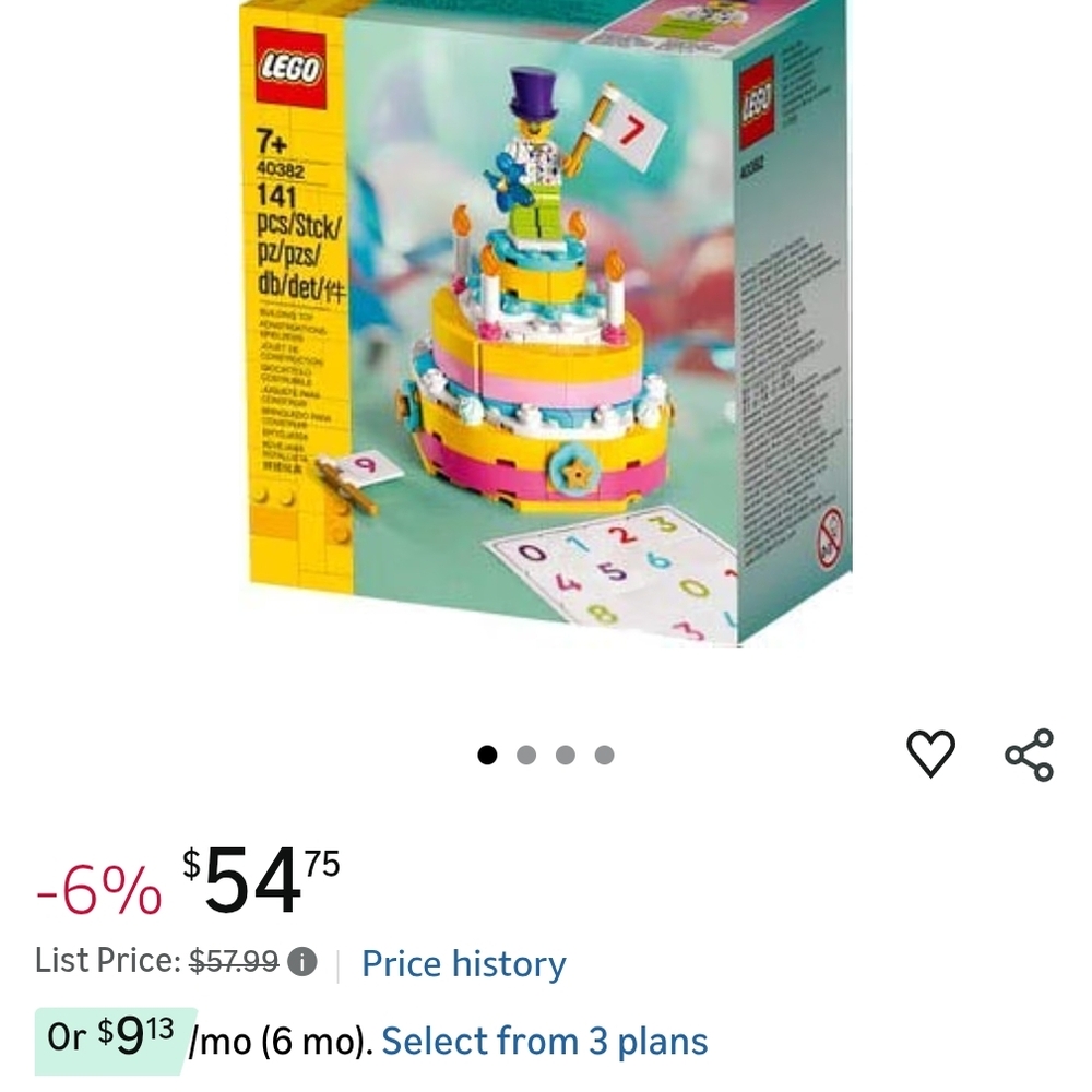 LEGO Birthday Cake Building Set - Multicolor